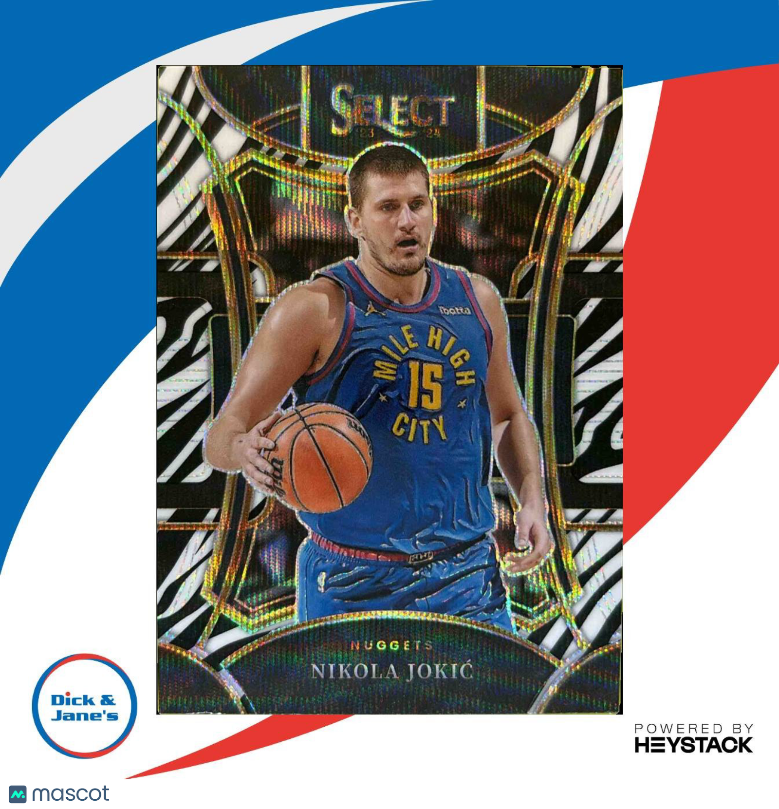 2023-24 Panini Select Nikola Jokic Zebra Prizm SSP #369 Mezzanine Denver Nuggets - Sports Cards