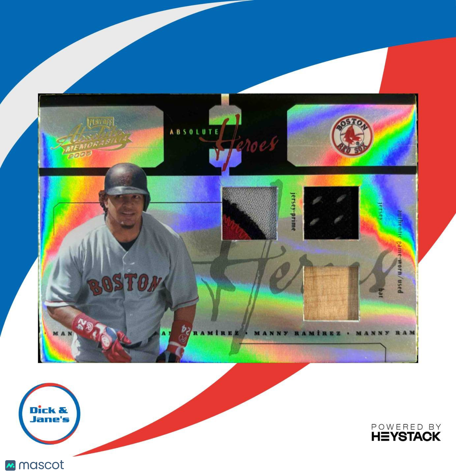 2005 Absolute Memorabilia Manny Ramirez Heroes Swatch Triple Spectrum Prime /25 - Sports Cards