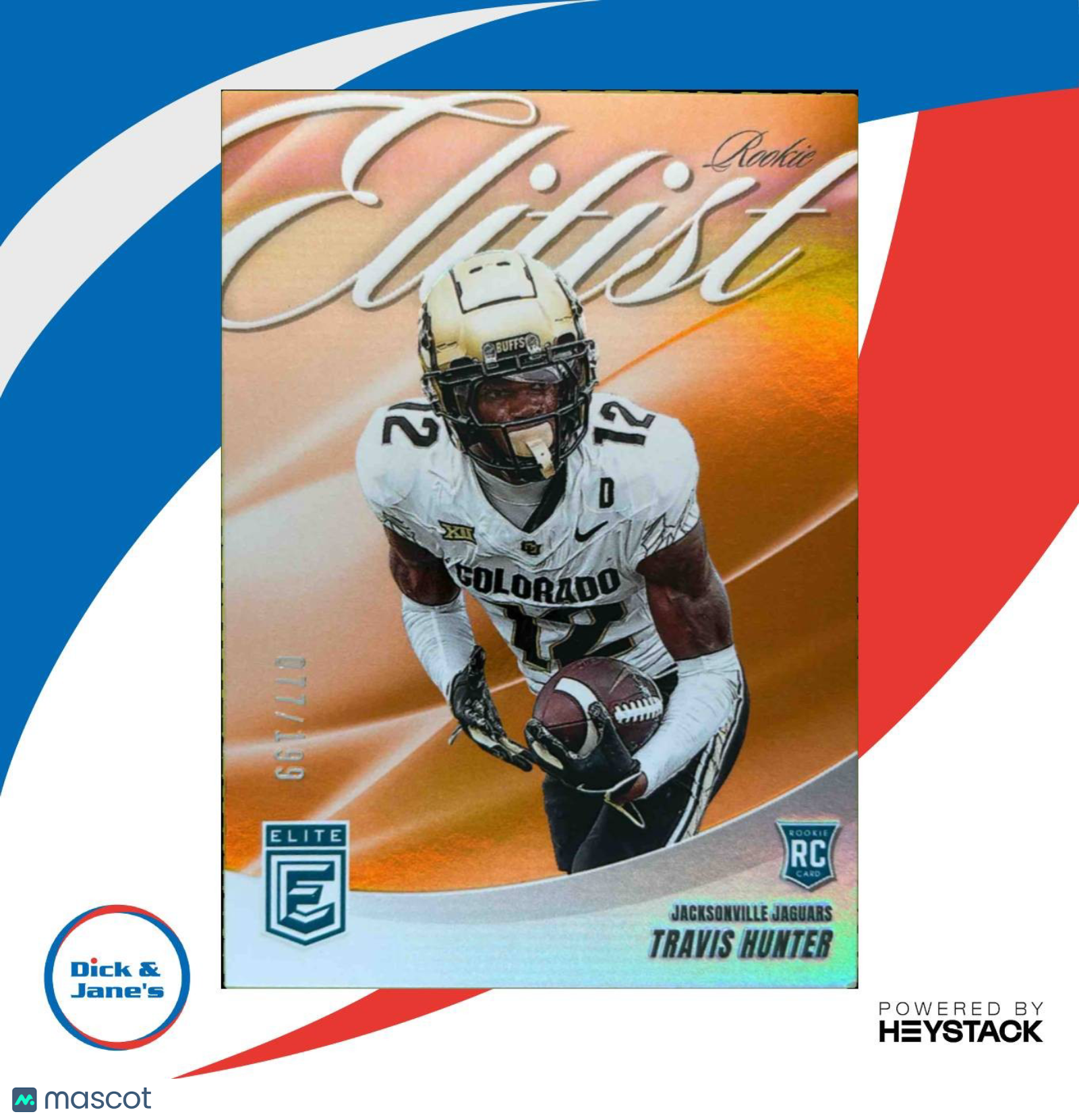 2025 Donruss Elite Travis Hunter Rookie Elitist Orange /199 Jacksonville Rookie - Sports Cards