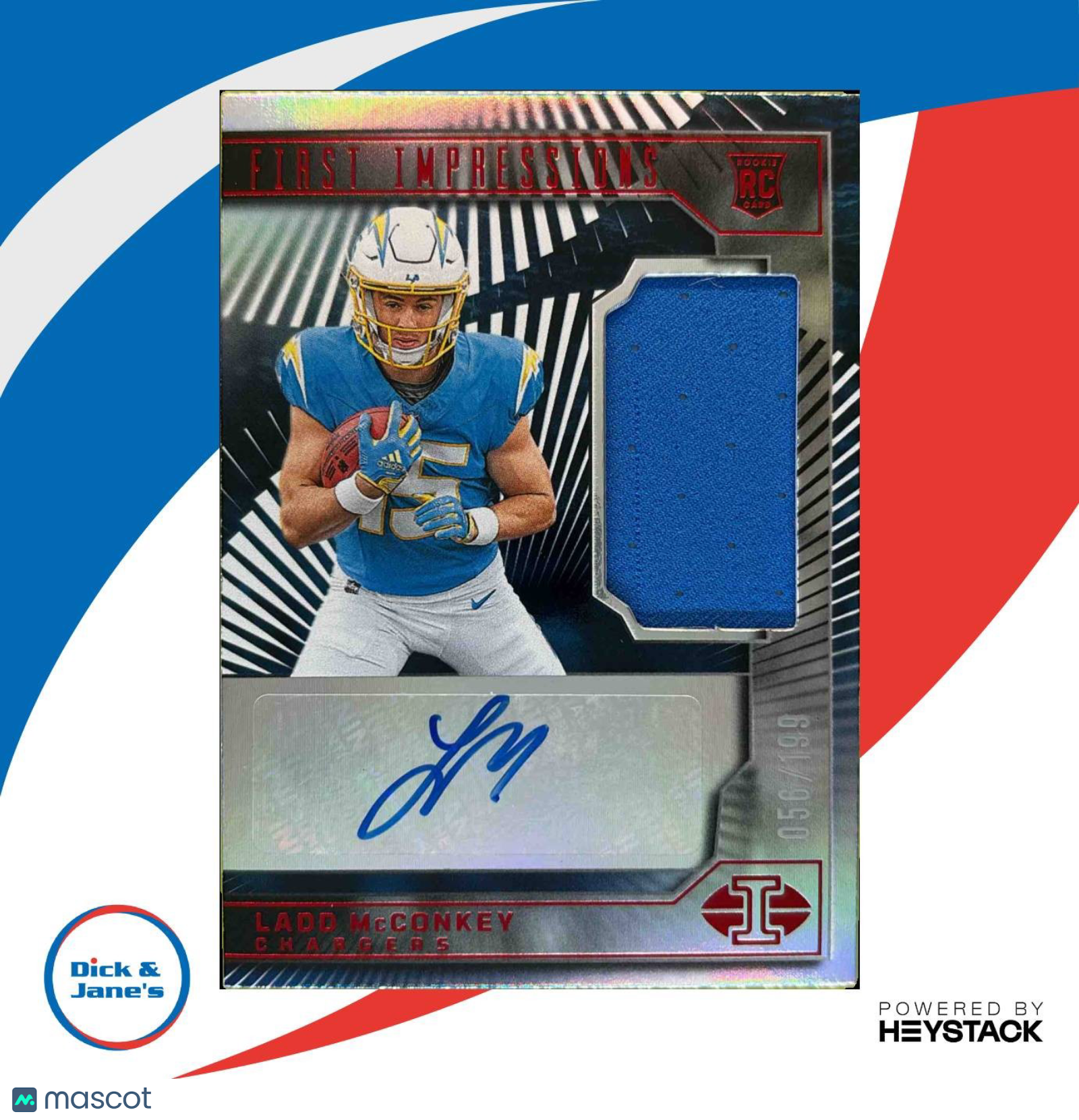 2024 Illusions Ladd McConkey First Impressions Auto Memorabilia Red/199 Chargers - Sports Cards