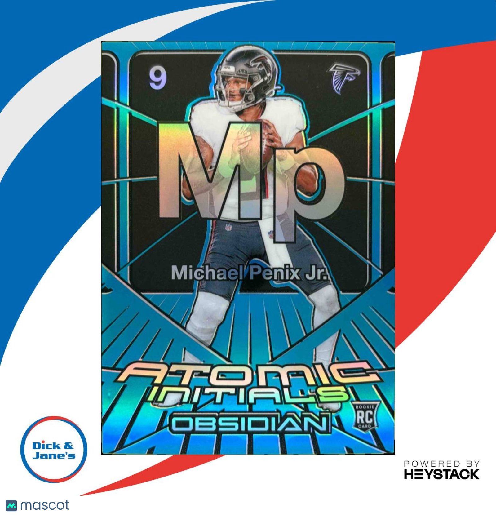 2024 Obsidian Michael Penix Jr. Atomic Initials Blue 10/25 RC Atlanta Falcons - Sports Cards