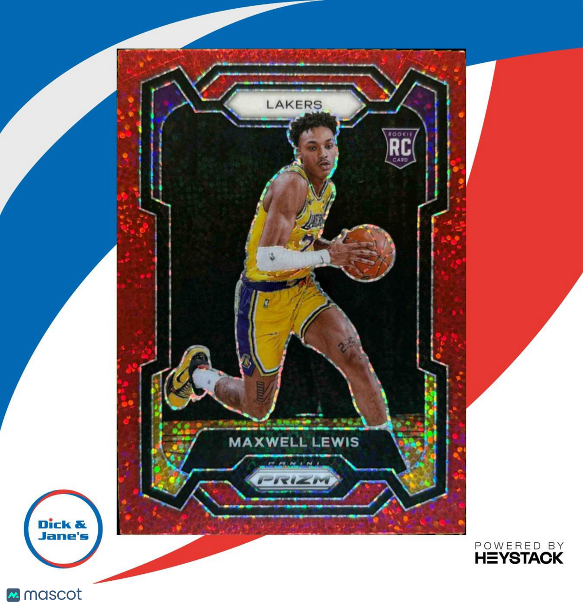2023-24 Panini Prizm Maxwell Lewis Prizms Red Sparkle #143 RC Los Angeles Lakers