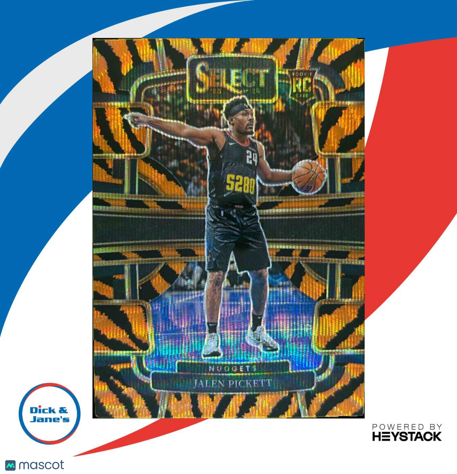 2023-24 Panini Select Jalen Pickett Tiger Prizms #68 RC Concourse Denver Nuggets