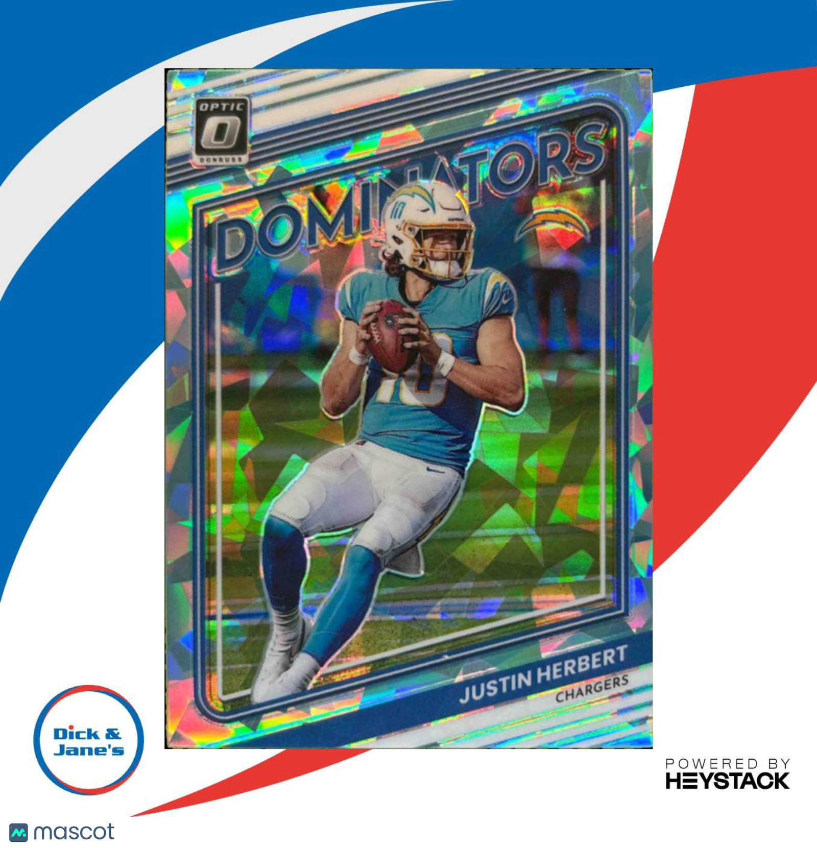 2022 Donruss Optic Justin Herbert Dominators Ice 5/15 #D-4 Los Angeles Chargers