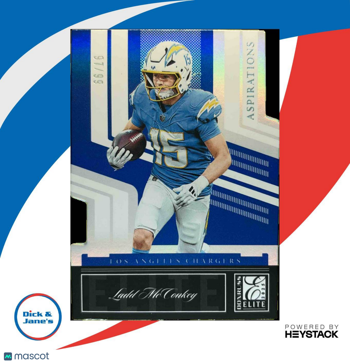 2025 Panini Donruss Elite Ladd McConkey 2007 Aspirations Die-Cut Blue 97/99 #16