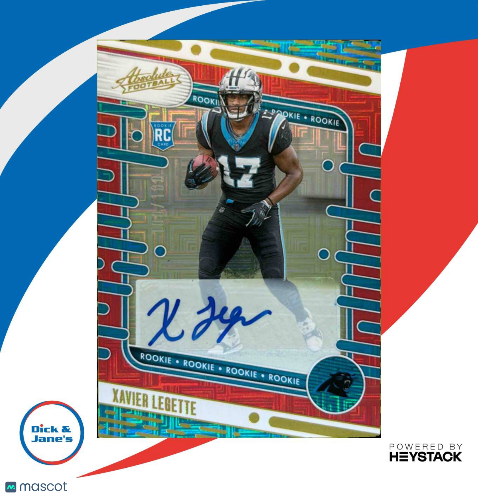 2024 Absolute Xavier Legette Signature Rookies #132 RC Auto Carolina Panthers