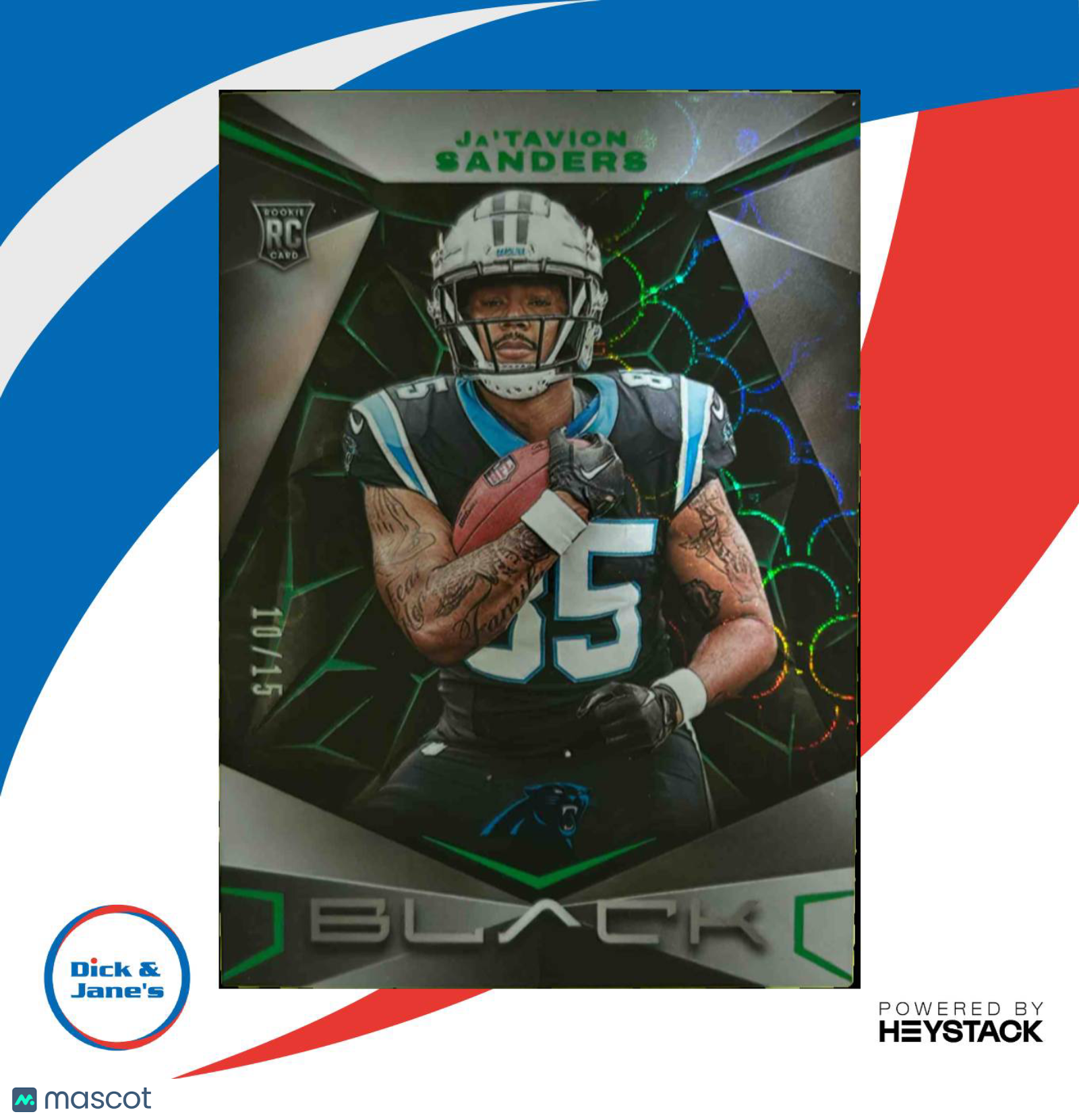 2024 Panini Black Ja'Tavion Sanders Rookies Emerald /15 143 RC Carolina Panthers