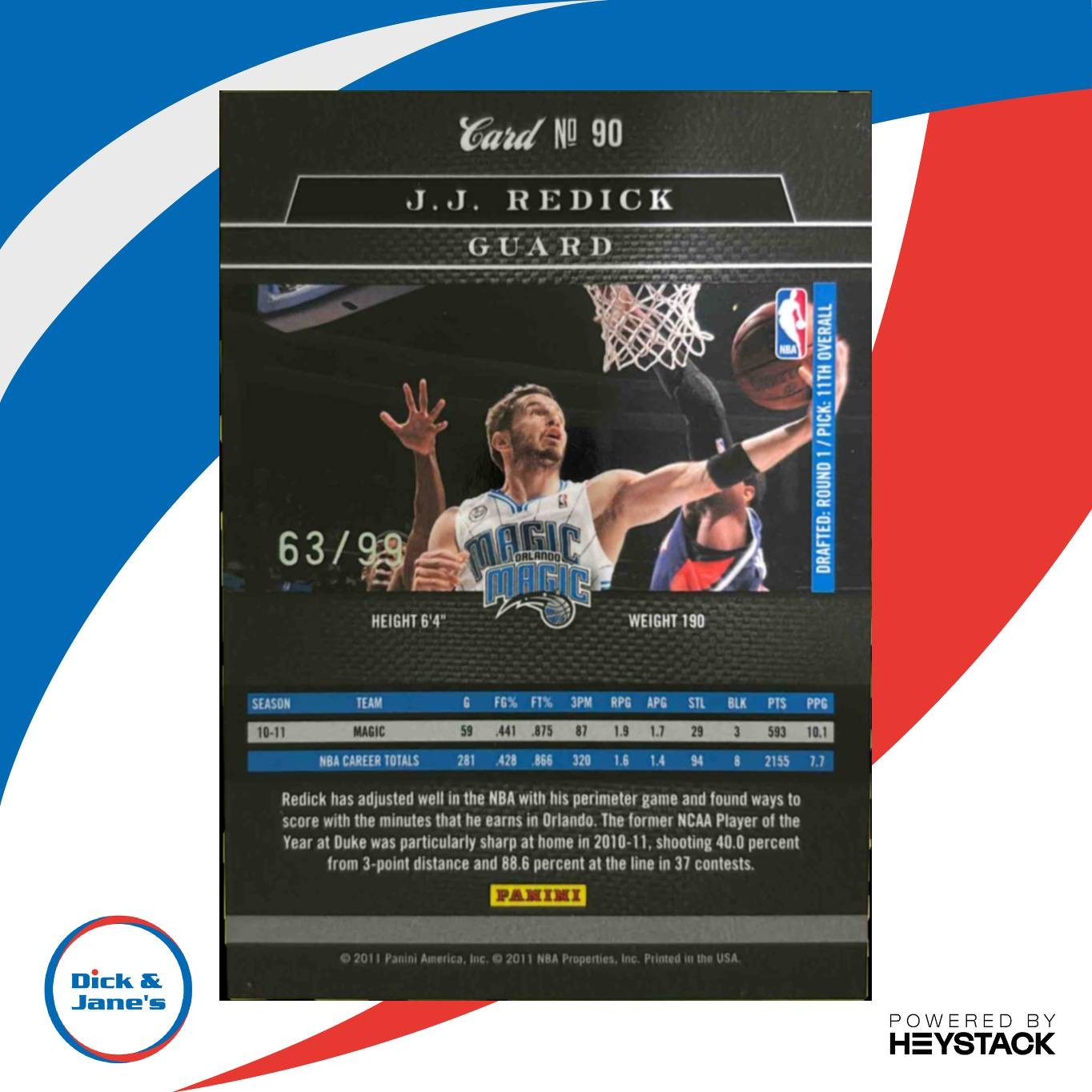 2010-11 Panini Elite Black Box J.J. Redick Status /99 #90 Orlando Magic