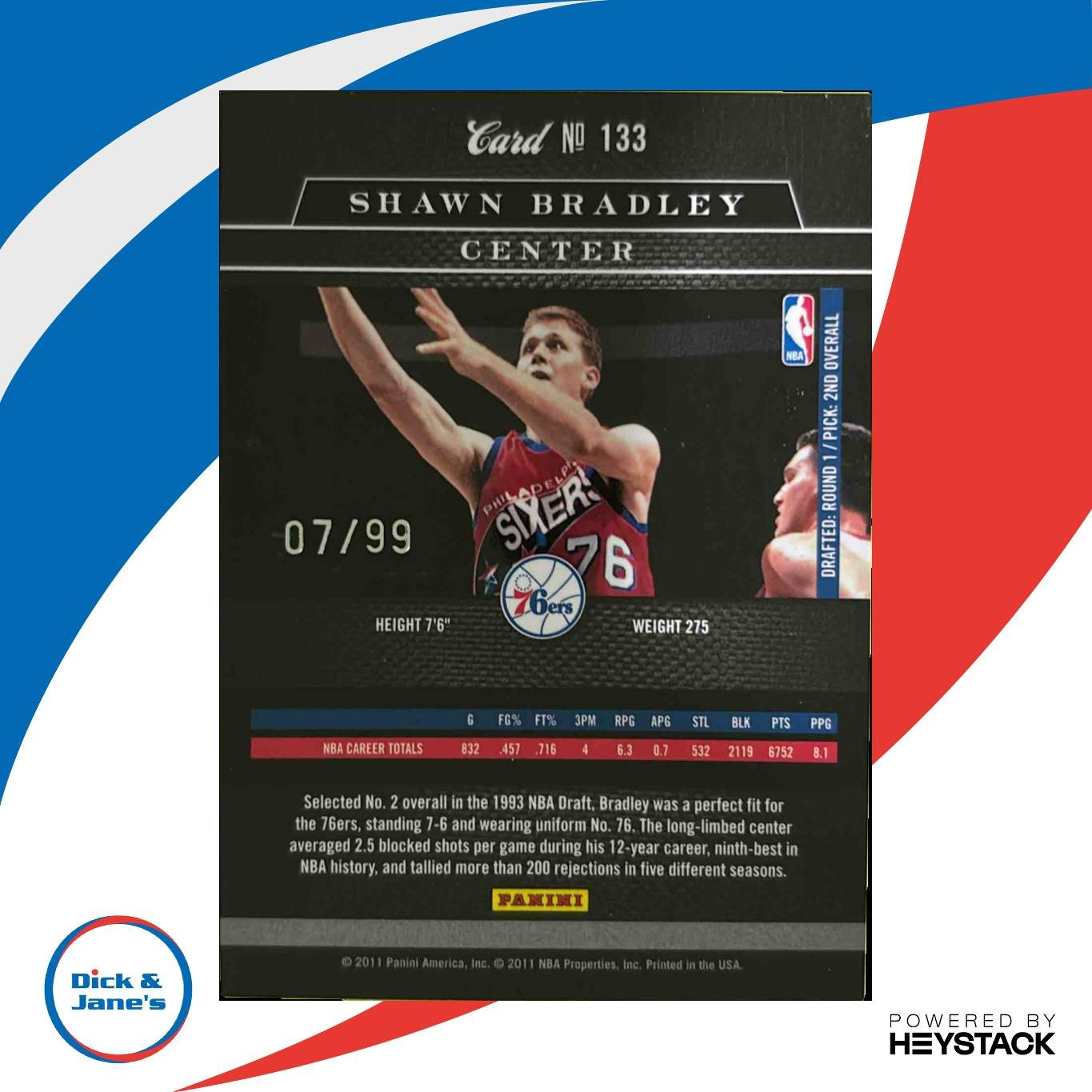 2010-11 Panini Elite Black Box Shawn Bradley Status /99 #133 Philadelphia 76ers