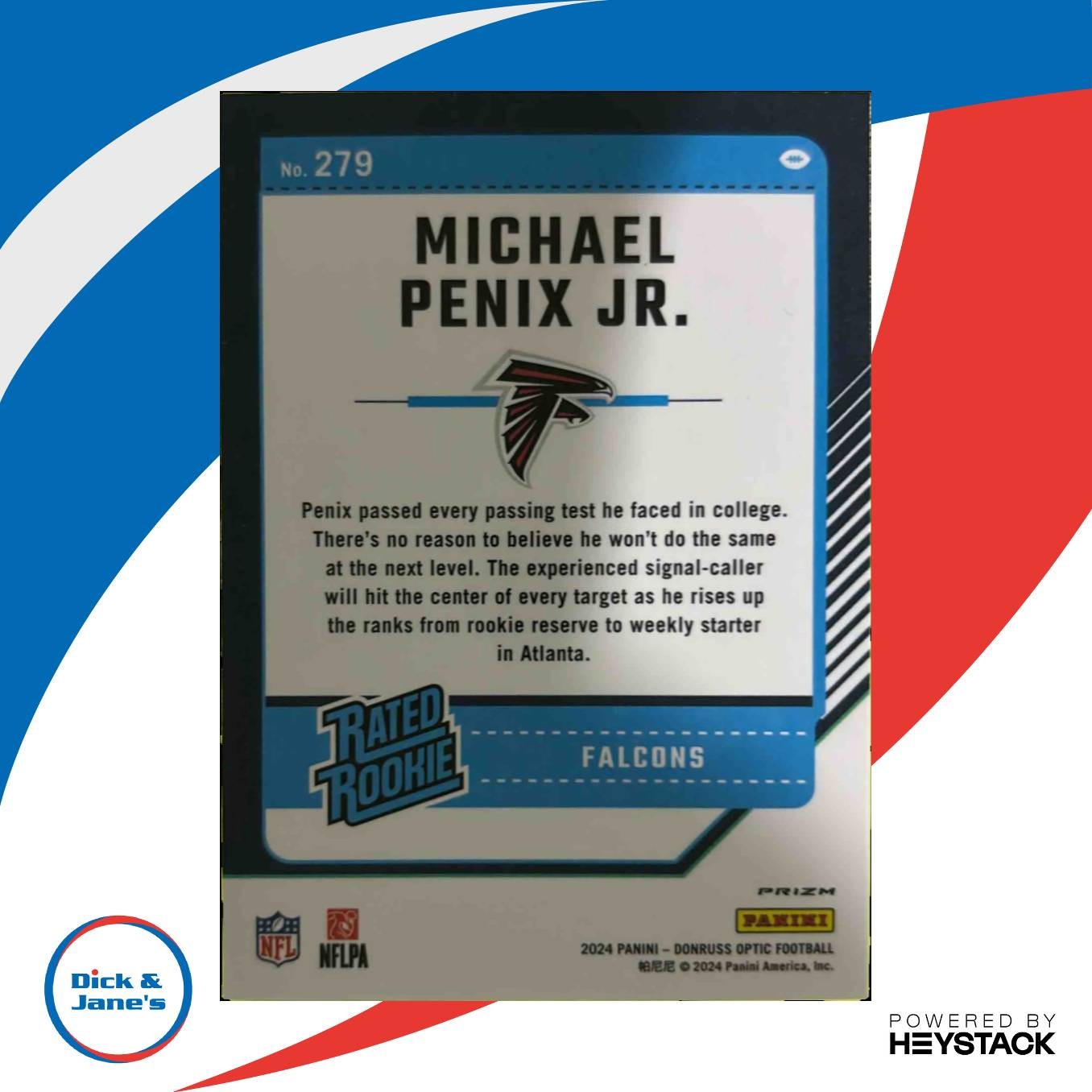 2024 Donruss Optic Michael Penix Jr. Holo Silver Rated Rookie Atlanta Falcons