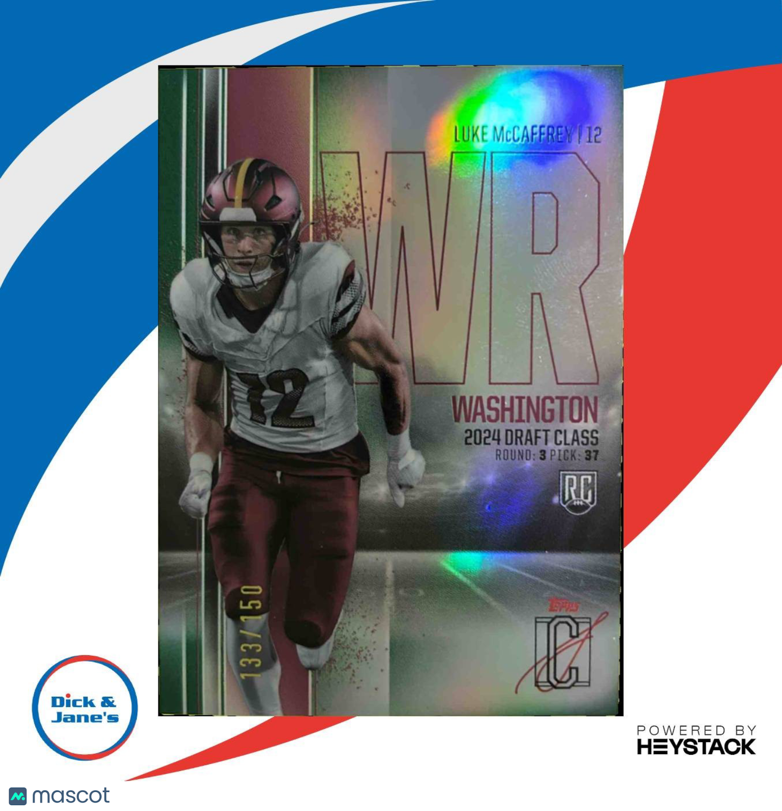 2024 Topps Signature Class Luke McCaffrey Rookie Chrome Variations Green /150