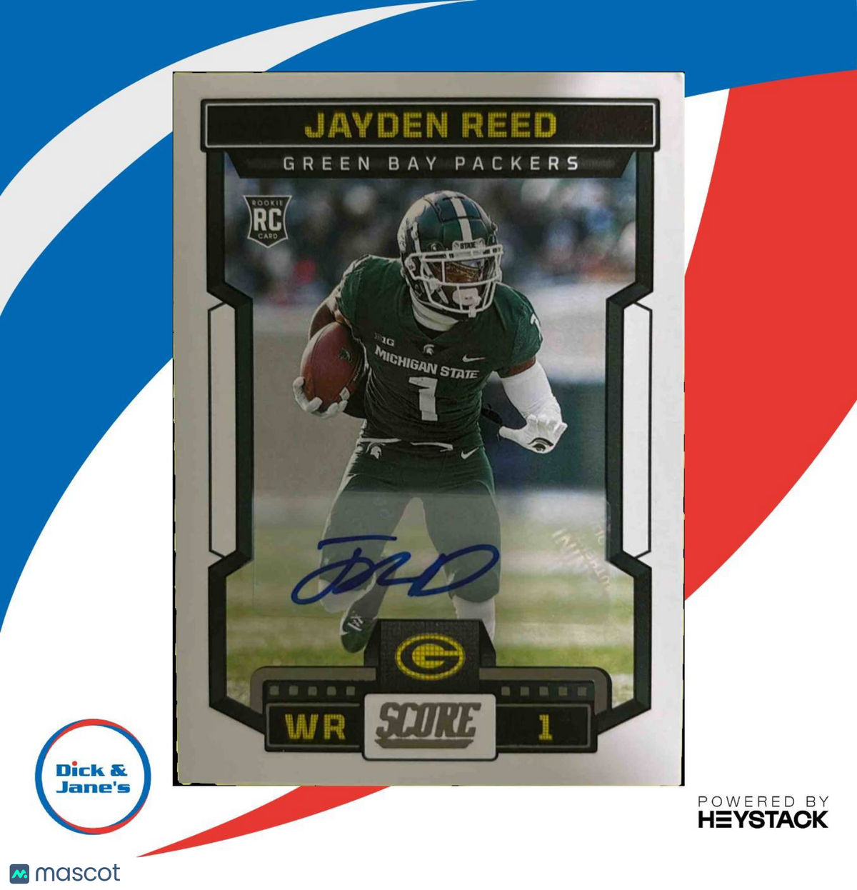 2023 Panini Score Jayden Reed Signatures #363 RC Auto Green Bay Packers