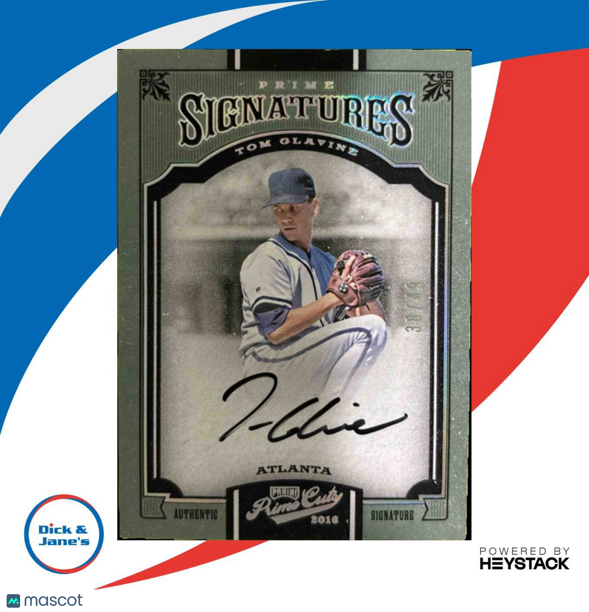2016 Panini Prime Cuts Tom Glavine Signatures /49 #PS-TG Auto Atlanta Braves