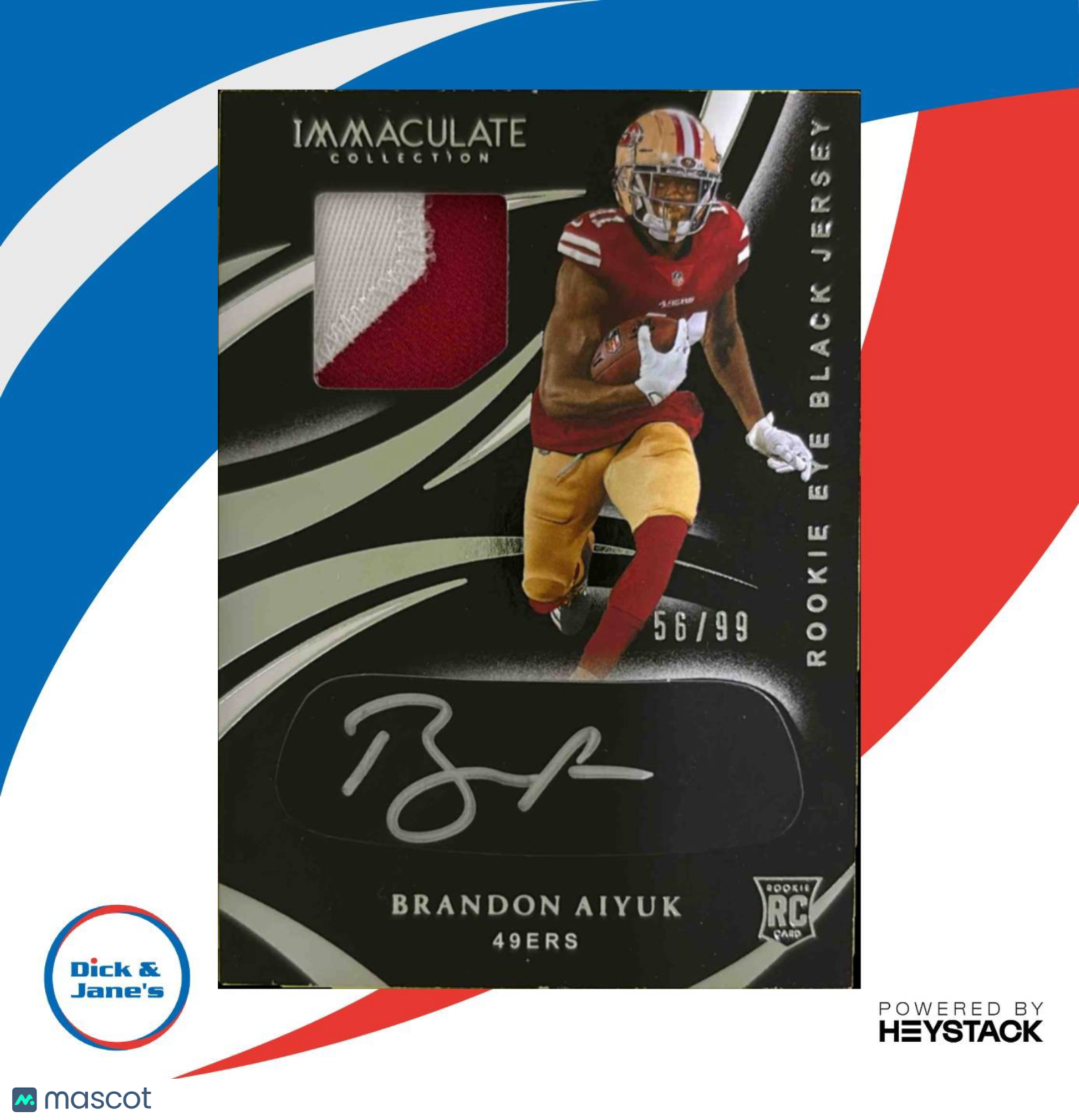 2020 Immaculate Collection Brandon Aiyuk Rookie Eye Black Patch /99 Auto 49ers