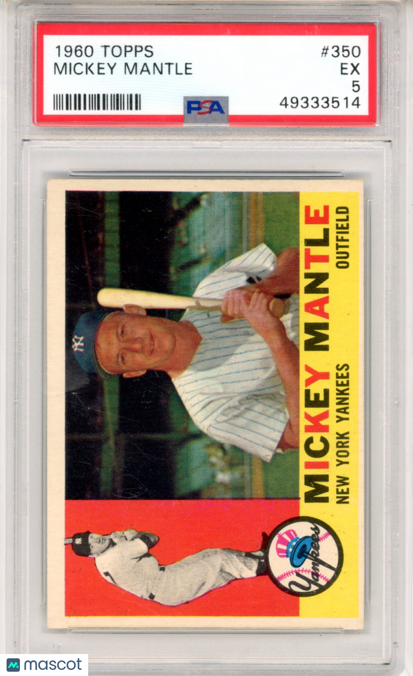 1960 Topps Mickey Mantle #350 PSA 5 Baseball