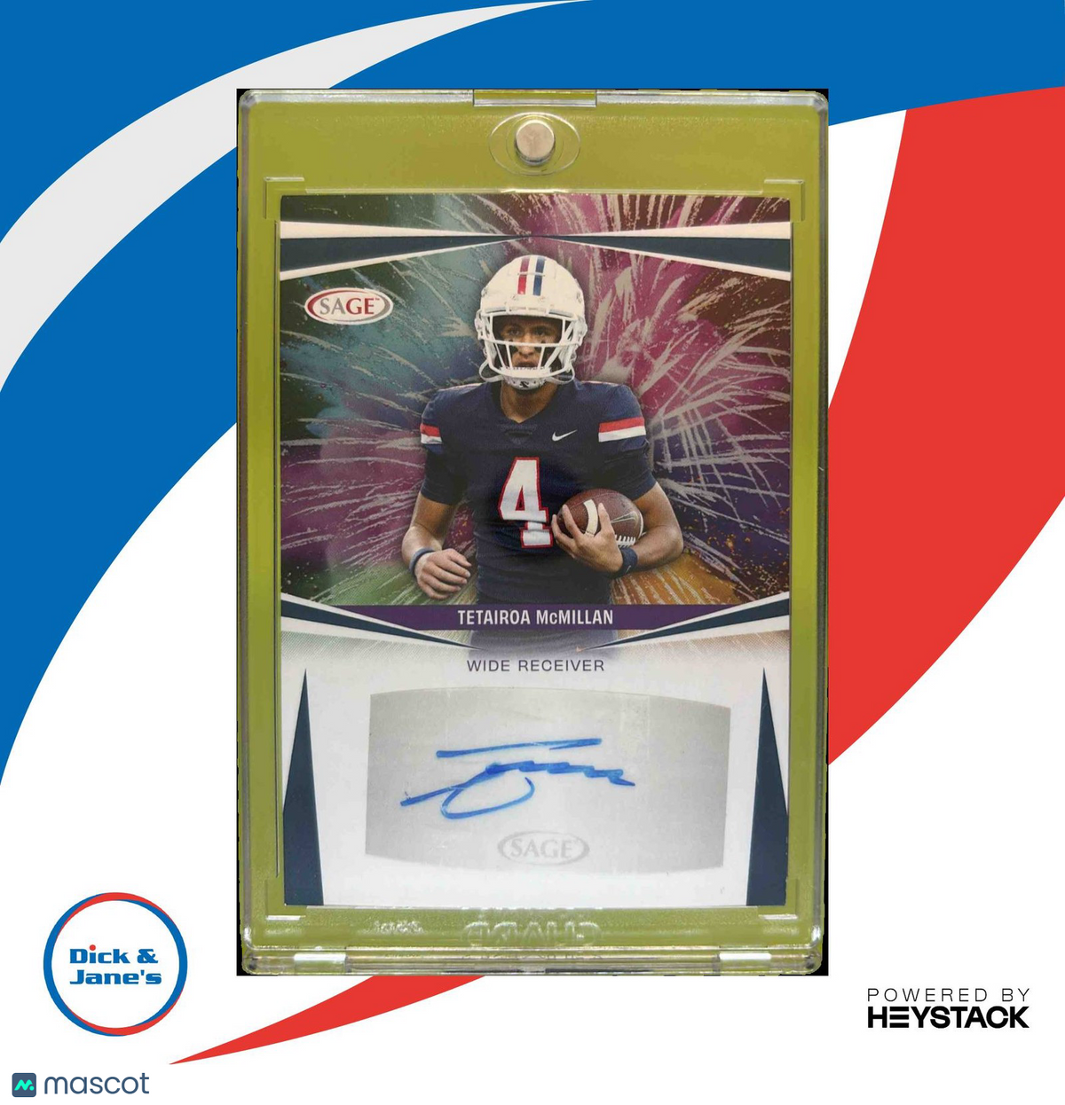 2025 SAGE HIT Tetairoa McMillan Signatures Fireworks A-TM Auto Arizona Wildcats