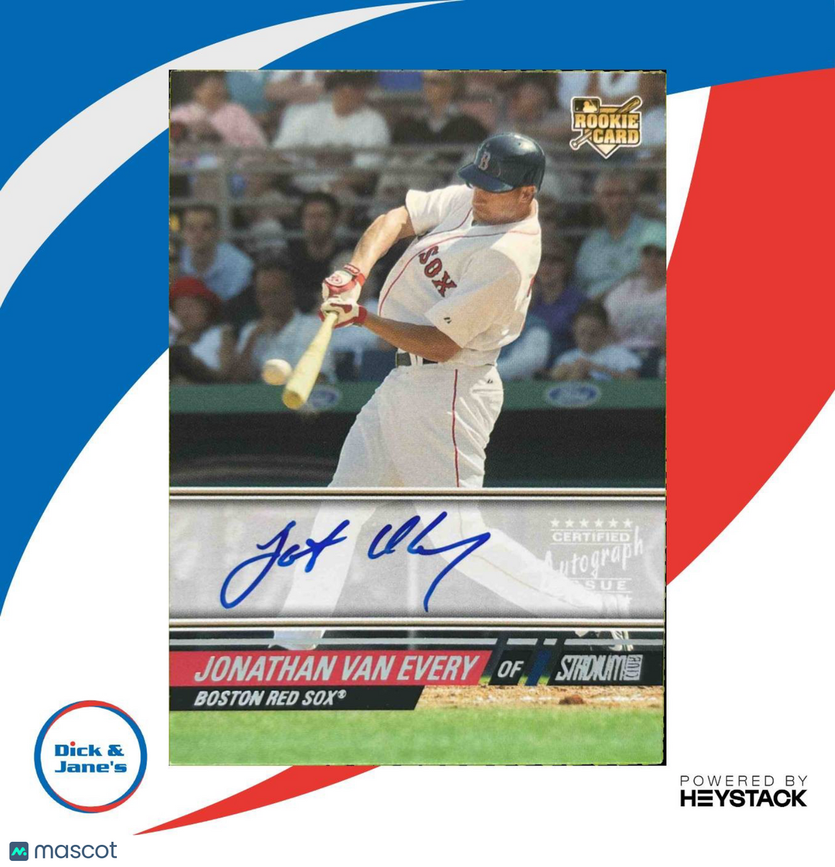 2008 Topps Stadium Club Jonathan Van Every #153 Auto RC Boston Red Sox
