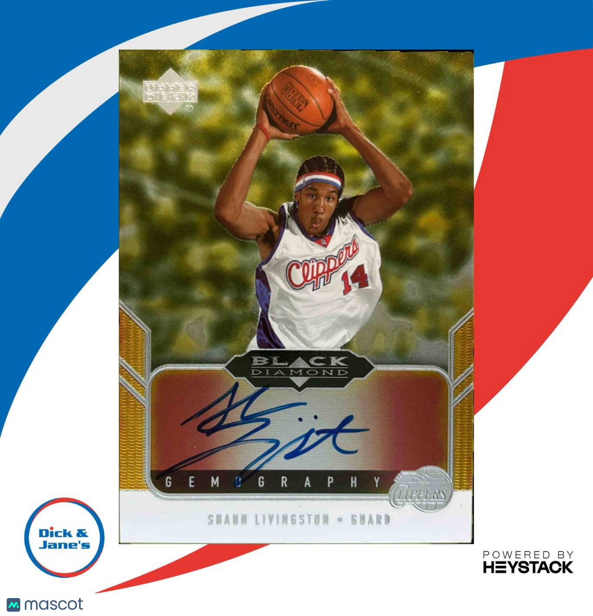 2004-05 Upper Deck Black Diamond Shaun Livingston GemoGRAPHy RC Auto Clippers