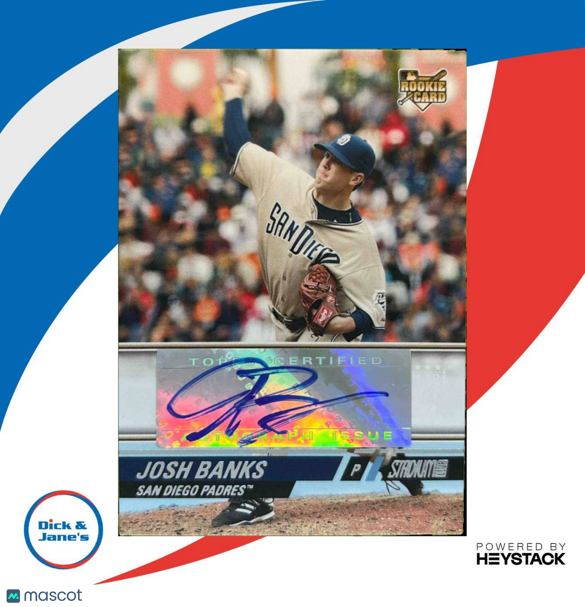 2008 Topps Stadium Club Josh Banks #178 Auto RC San Diego Padres