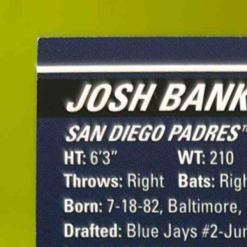 2008 Topps Stadium Club Josh Banks #178 Auto RC San Diego Padres