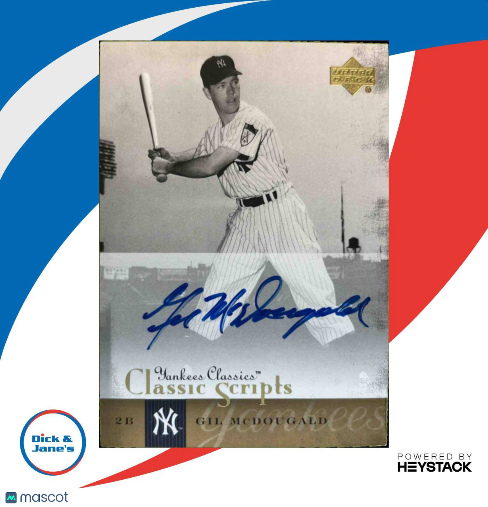 2004 Upper Deck UD Yankees Classics Gil McDougald Classic Scripts Auto New York