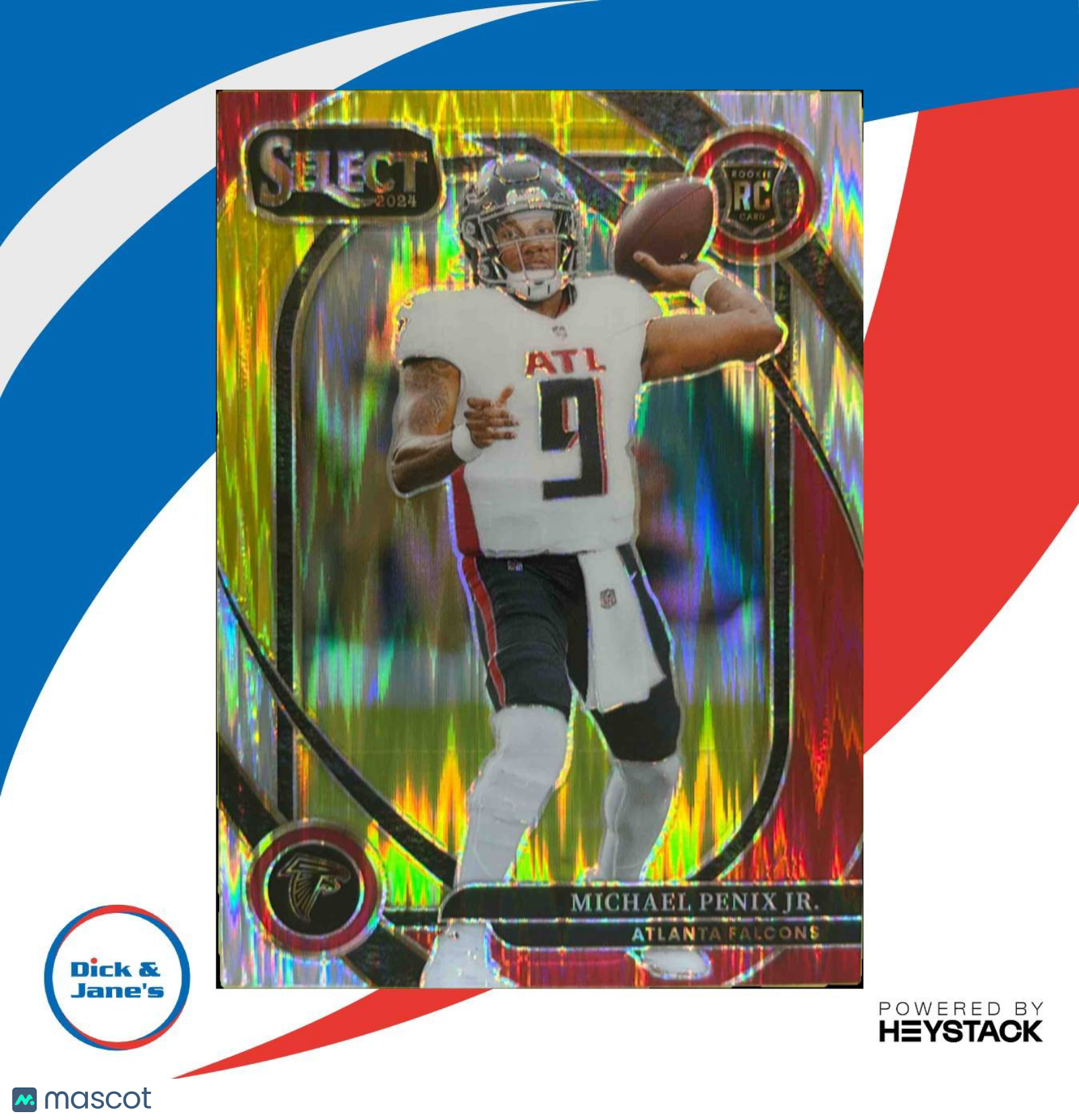 2024 Select Michael Penix Jr. Red and Yellow Prizm Shock #235 RC Atlanta Falcons