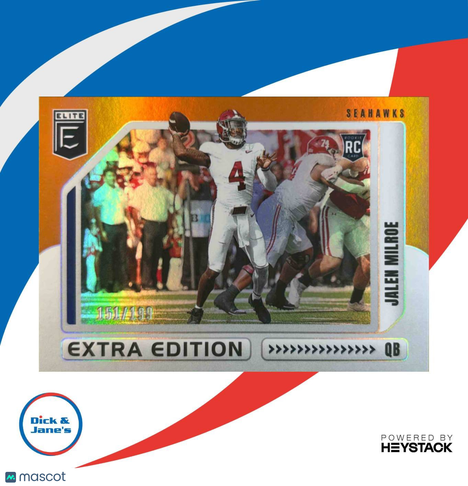 2025 Donruss Elite Jalen Milroe Extra Edition Orange 151/199 Seattle Seahawks