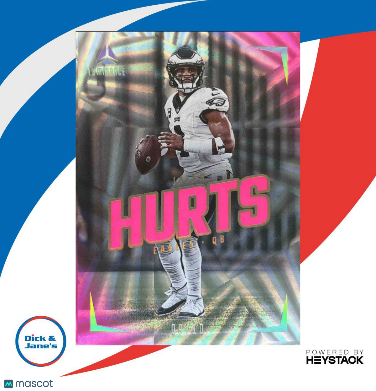 2024 Panini Luminance Jalen Hurts Vivid Hot Pink 09/10 #57 Philadelphia Eagles