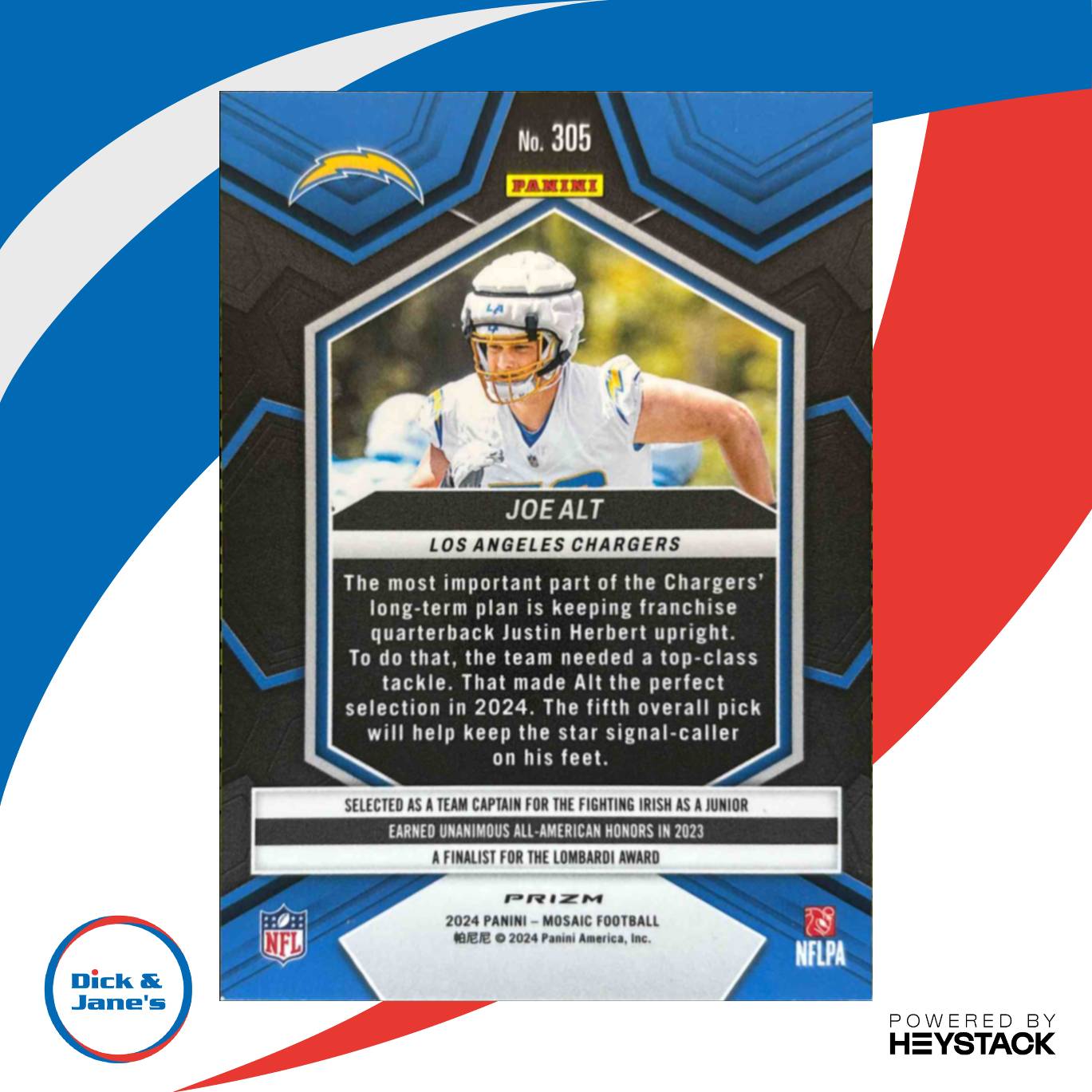 2024 Panini Mosaic Joe Alt Silver Holo Prizm #305 RC Los Angeles Chargers