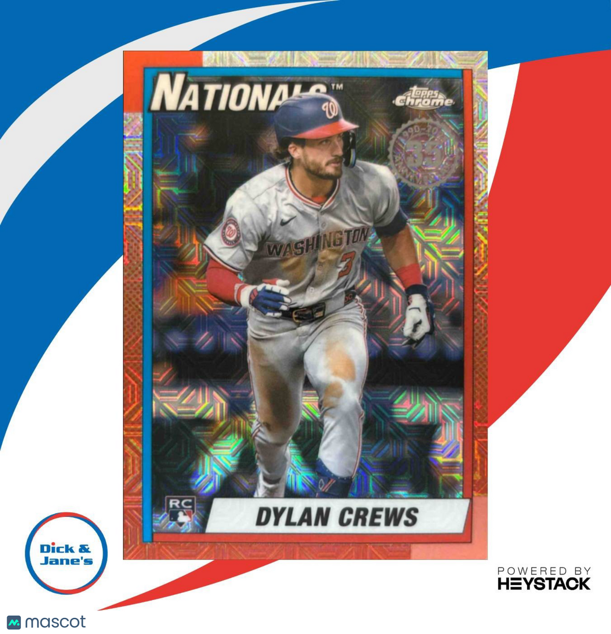 2025 Topps Dylan Crews 1990 Chrome Silver Pack #T90C-44 RC Washington Nationals