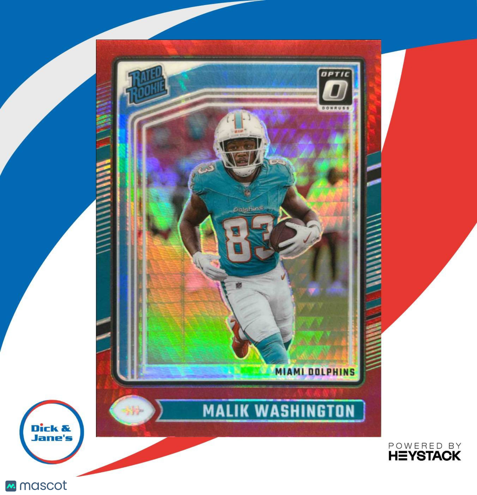 2024 Donruss Optic Malik Washington Red Hyper #272 Rated Rookie Miami Dolphins