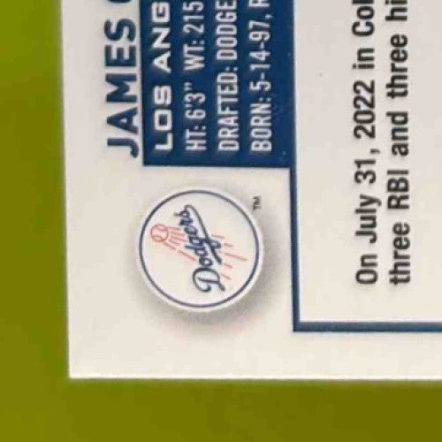 2023 Topps James Outman Blue Foilboard 28/999 #395 RC Los Angeles Dodgers