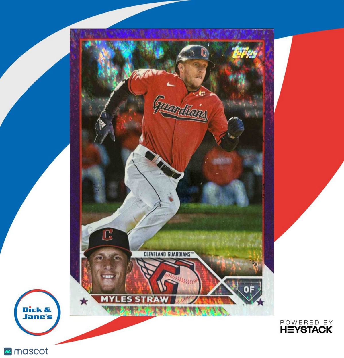 2023 Topps Myles Straw Purple Foilboard 149/799 #474 Cleveland Guardians