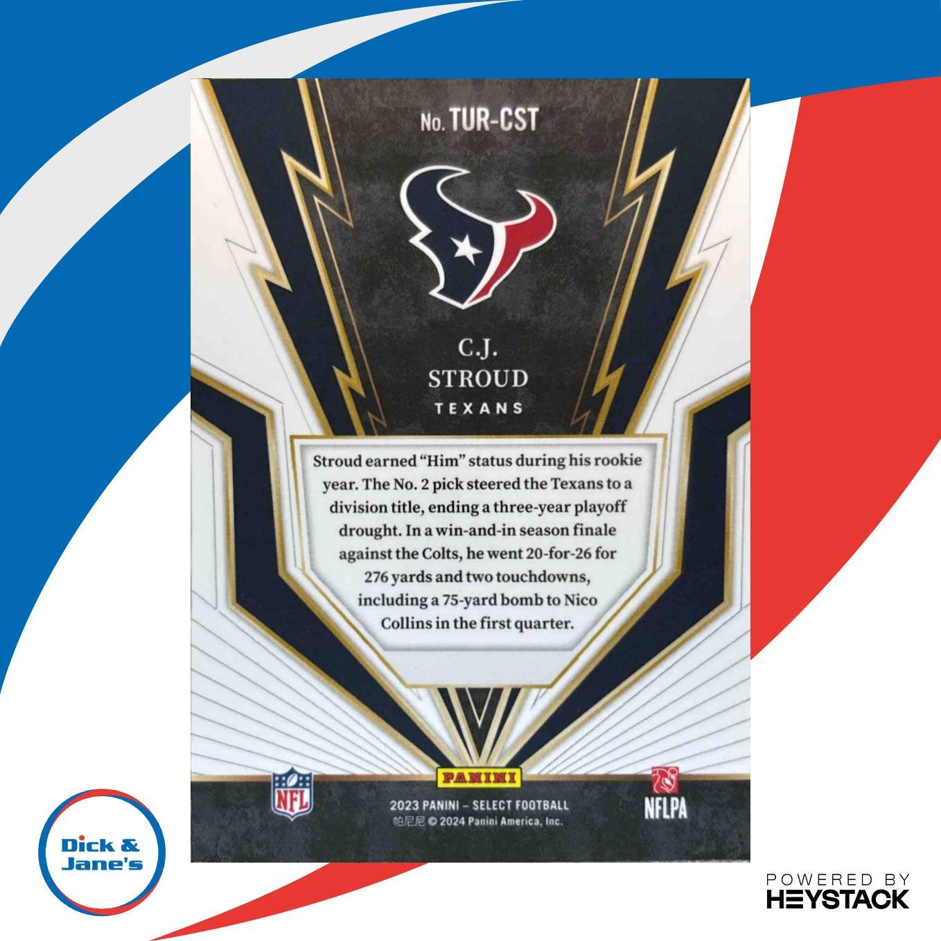 2023 Panini Select C.J. Stroud Turbocharged #TUR-CST RC Houston Texans