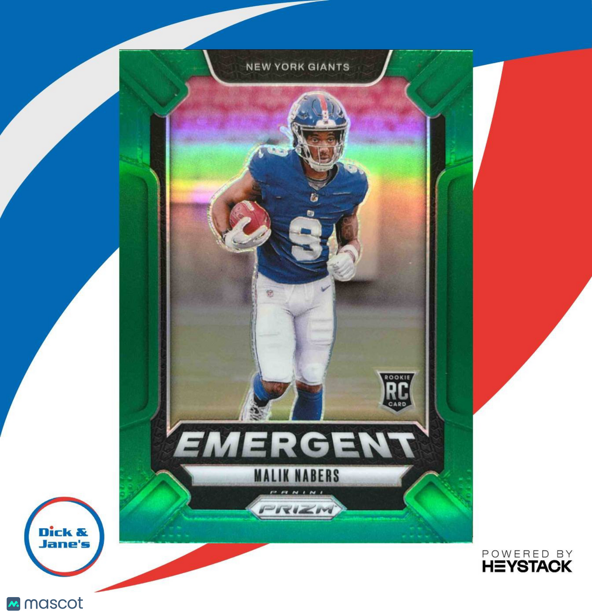 2024 Panini Prizm Malik Nabers Emergent Green #6 RC New York Giants