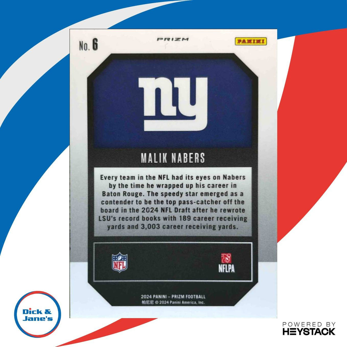 2024 Panini Prizm Malik Nabers Emergent Green #6 RC New York Giants