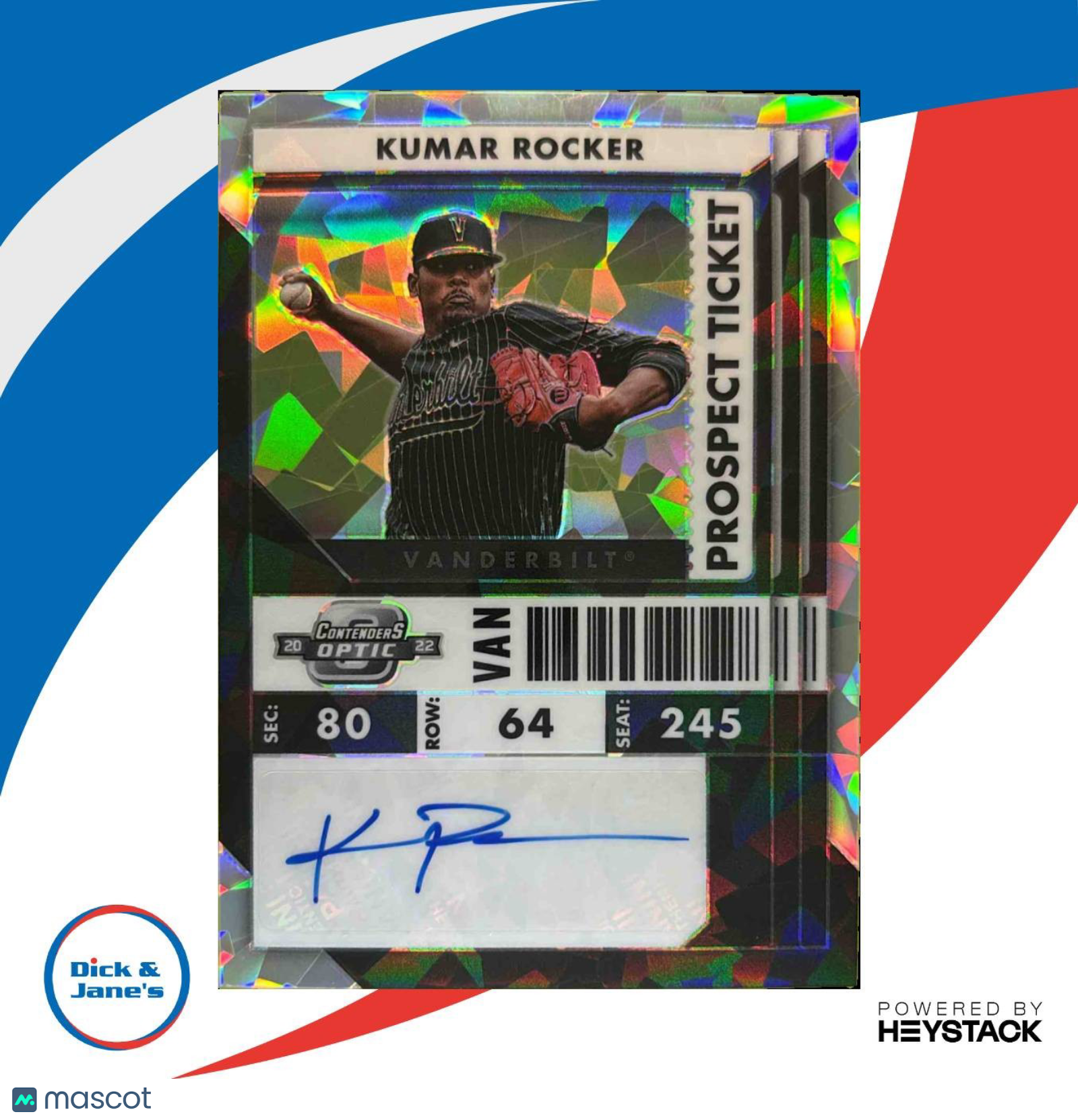 2022 Chronicles Kumar Rocker Contenders Optic Pros Ticket Auto Cracked Ice /23