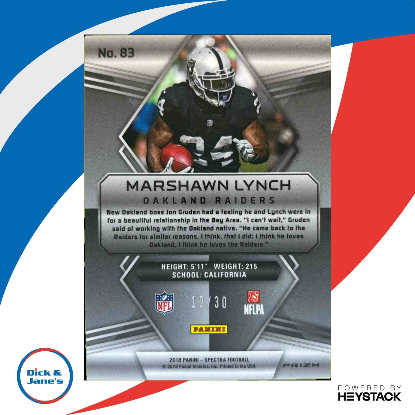 2018 Panini Spectra Marshawn Lynch Neon Green 12/30 #83 Seattle Seahawks
