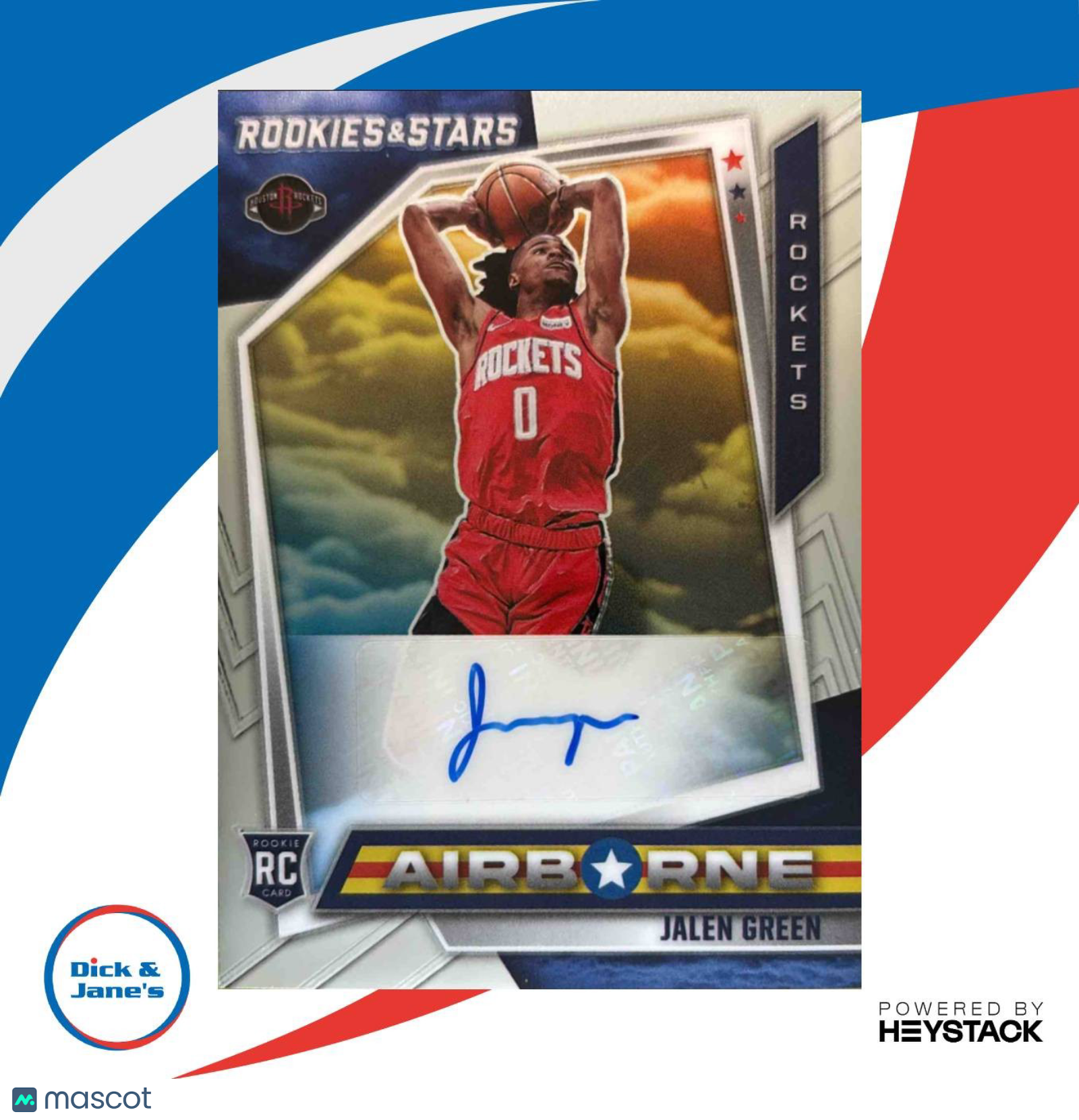 2021-22 Chronicles Jalen Green Airborne Signatures 21/49 Auto RC Houston Rockets