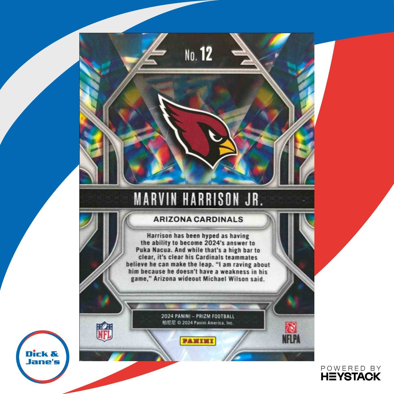 2024 Panini Prizm Marvin Harrison Jr. Prizmatic #12 RC Arizona Cardinals