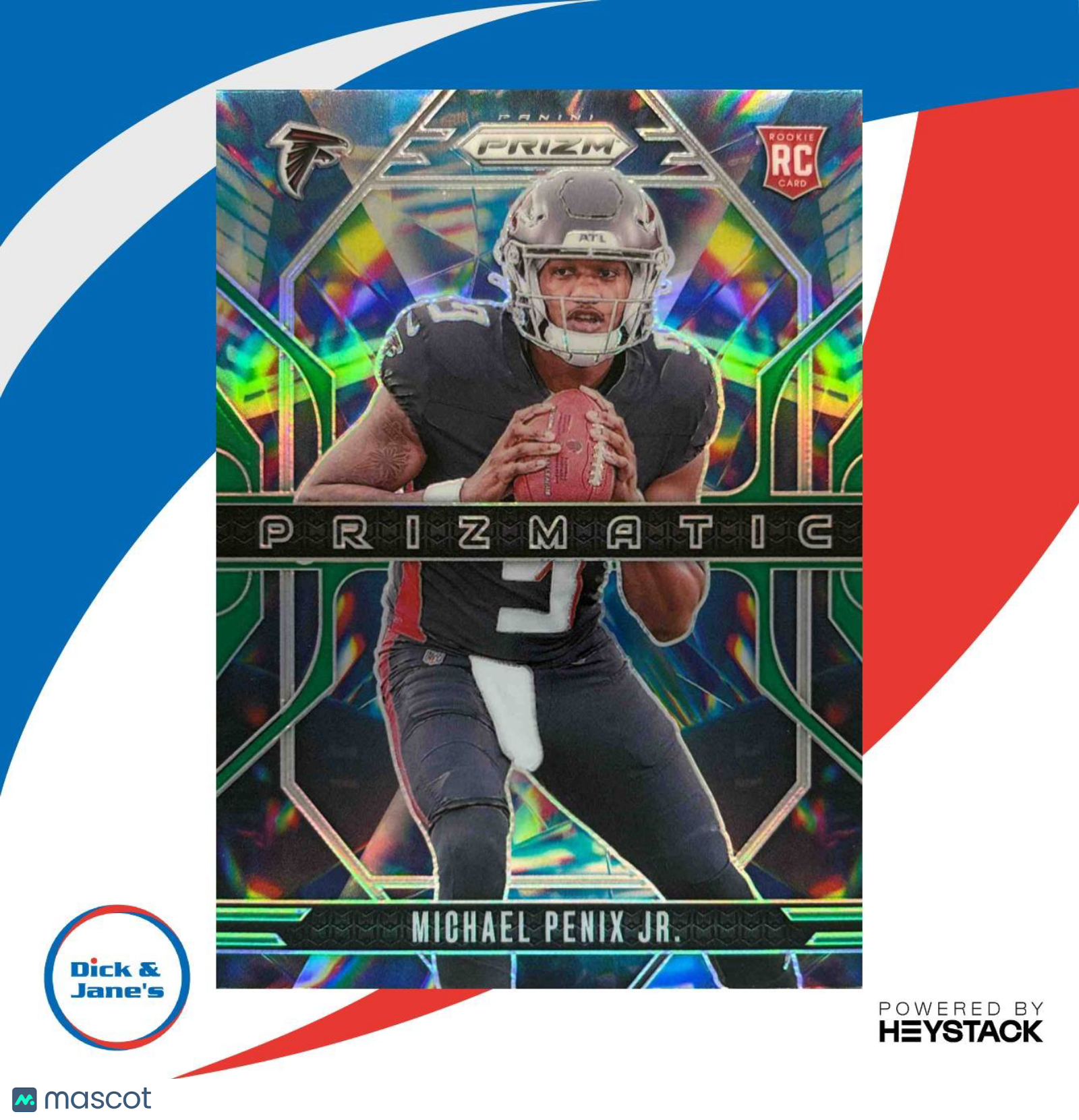 2024 Panini Prizm Michael Penix Jr. Prizmatic Green #10 RC Atlanta Falcons