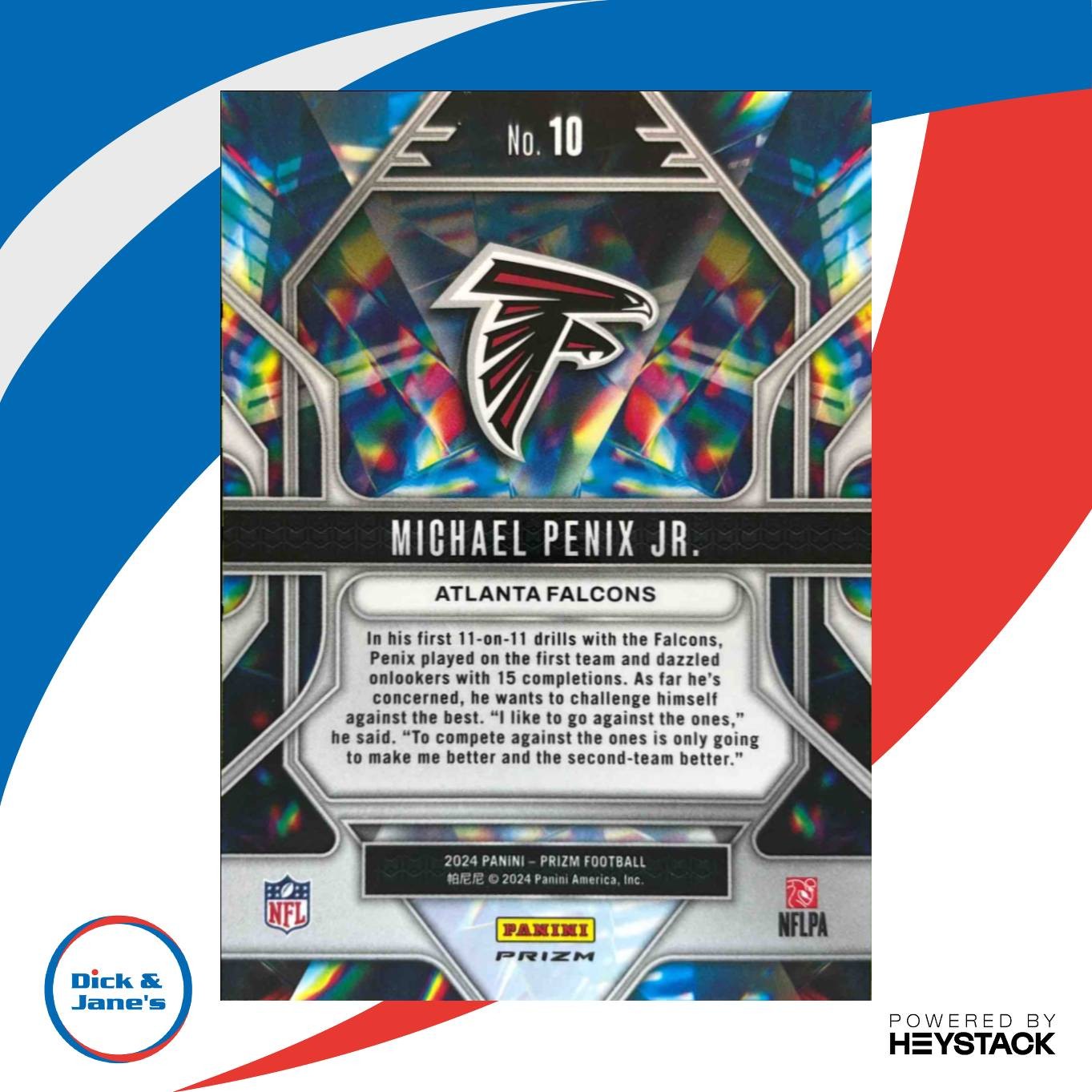2024 Panini Prizm Michael Penix Jr. Prizmatic Green #10 RC Atlanta Falcons