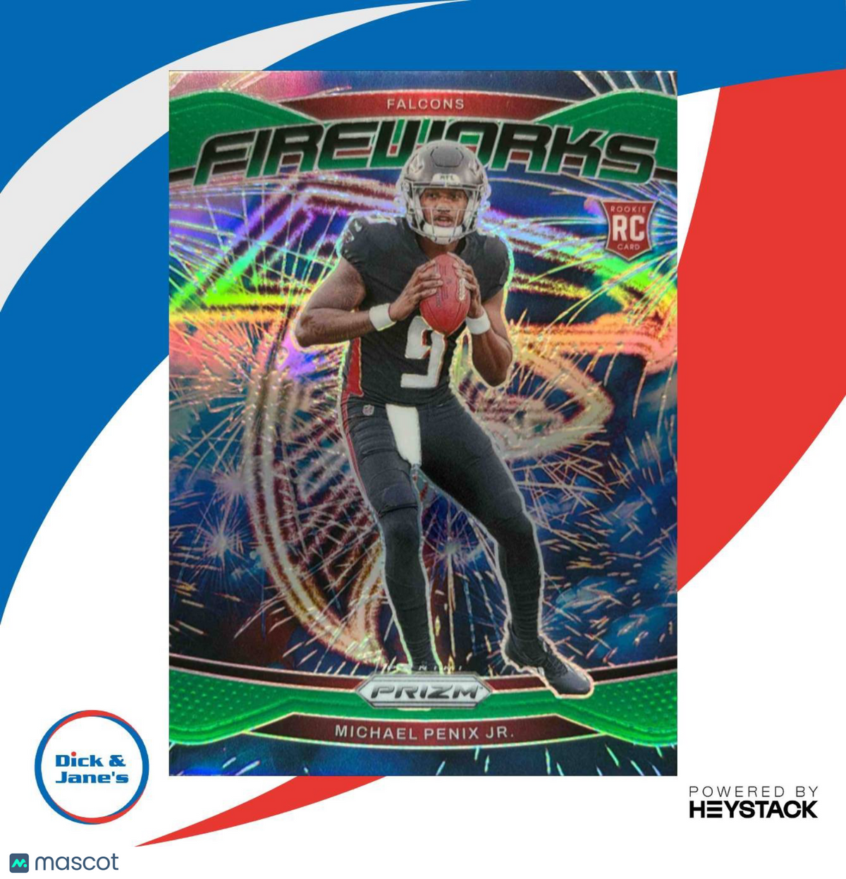 2024 Panini Prizm Michael Penix Jr. Fireworks Green #16 RC Atlanta Falcons
