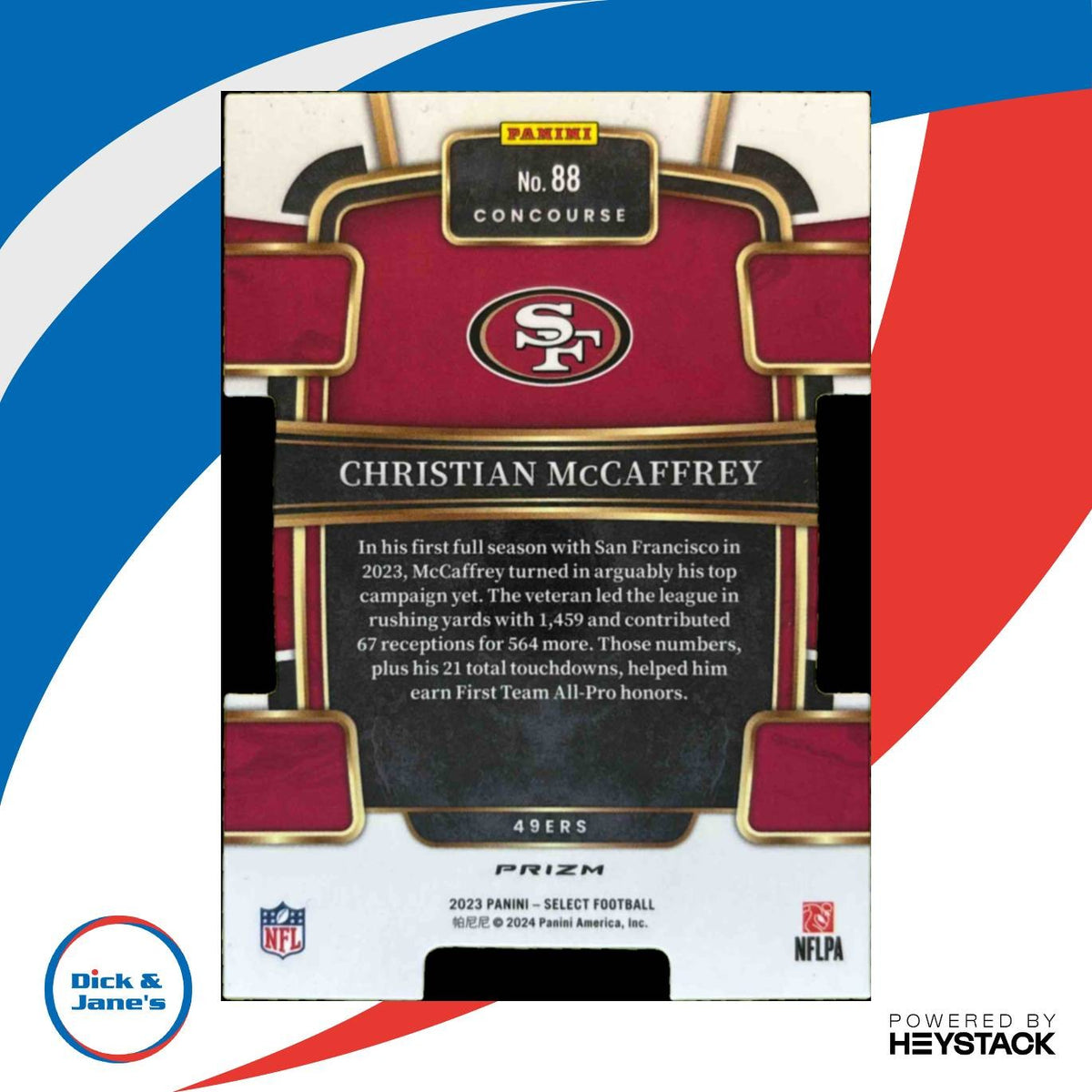 2023 Select Christian McCaffrey Silver Prizms Die Cut #88 San Francisco 49ers