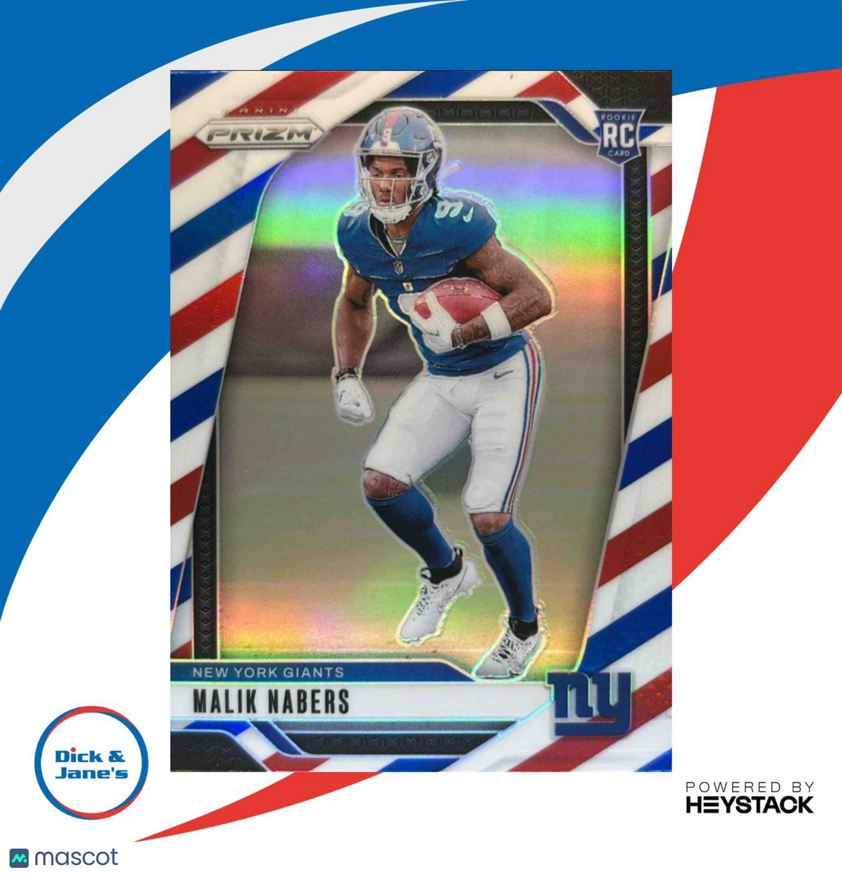 2024 Panini Prizm Malik Nabers Red White and Blue #370 RC New York Giants