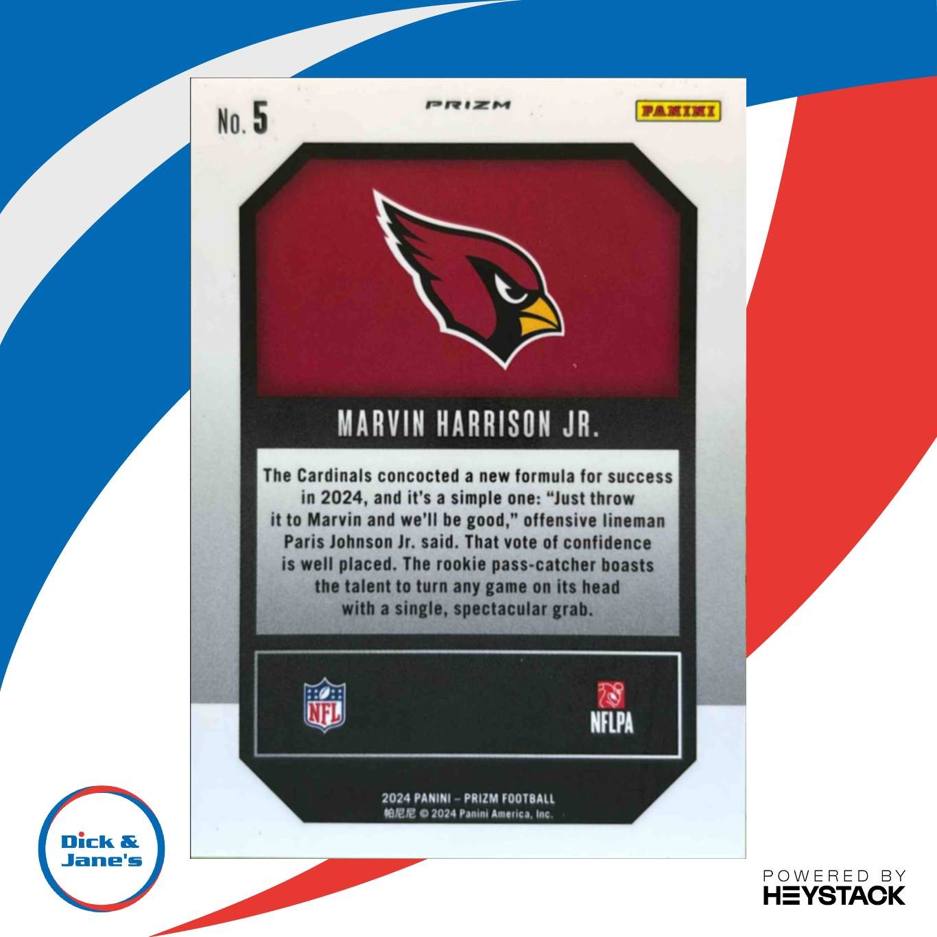 2024 Panini Prizm Marvin Harrison Jr. Emergent Green #5 RC Arizona Cardinals