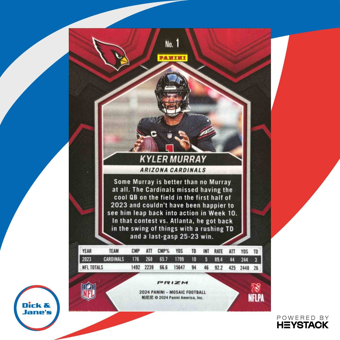 2024 Panini Mosaic Kyler Murray Genesis Prizm #1 Arizona Cardinals
