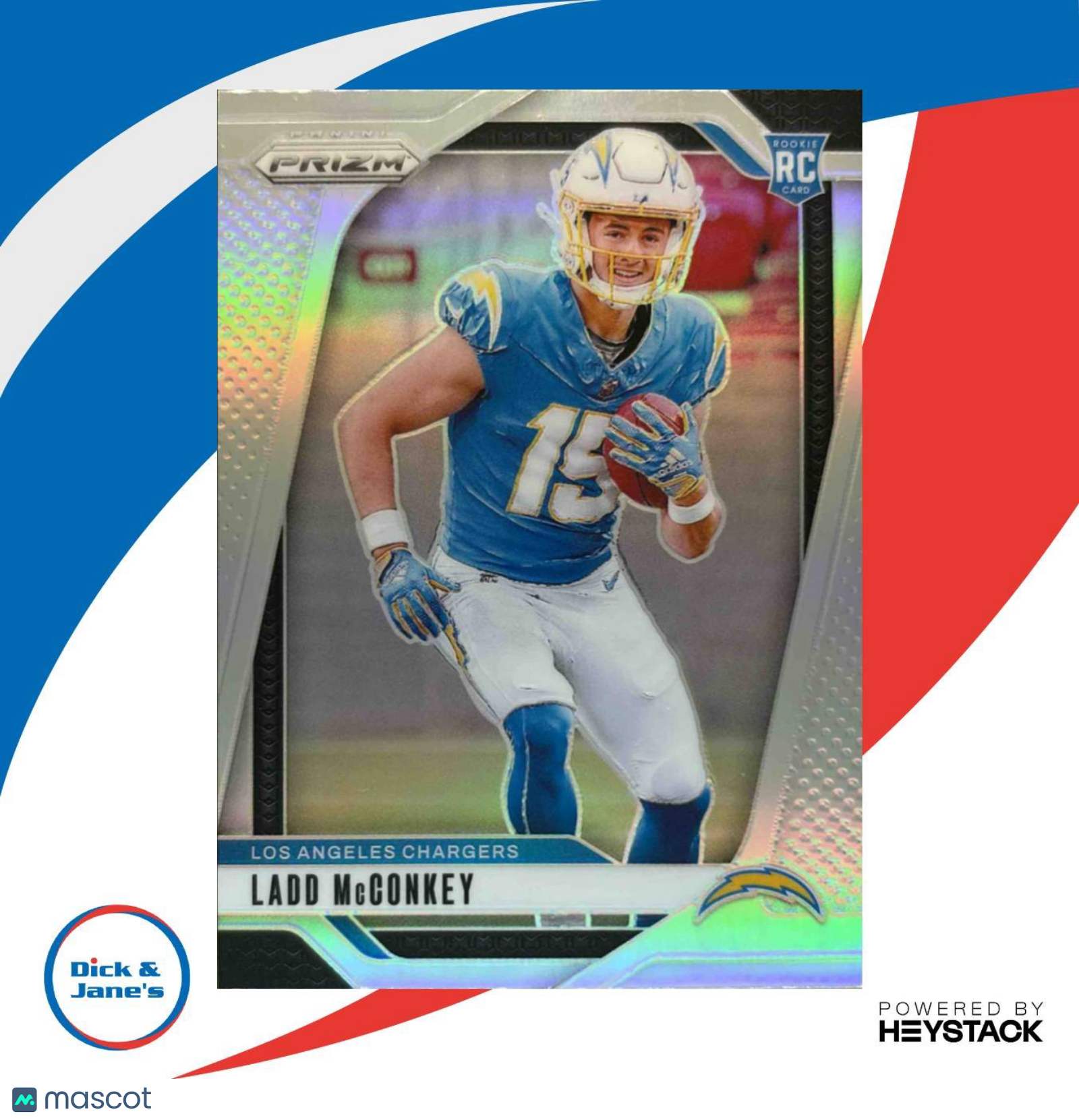 2024 Panini Prizm Ladd McConkey Silver HOLO #365 RC Los Angeles Chargers