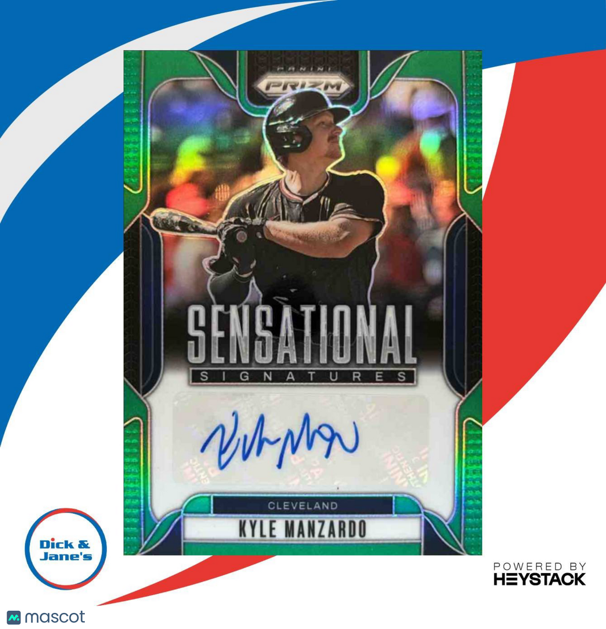 2025 Panini Prizm Kyle Manzardo Sensational Signatures Green Prizms #SS-KM Auto