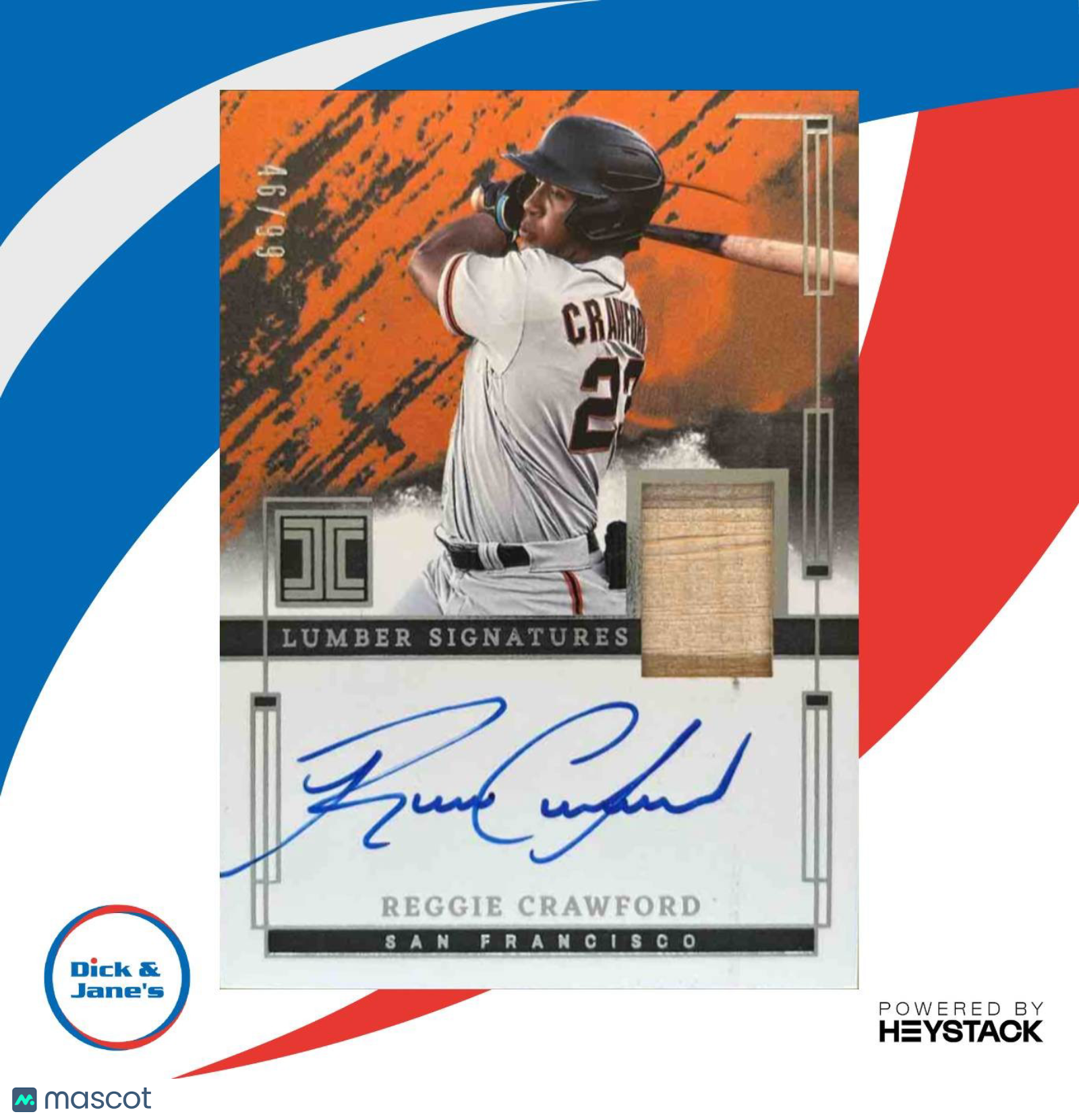 2024 Impeccable Reggie Crawford Elegance Prospect Jersey Auto 46/99 Giants